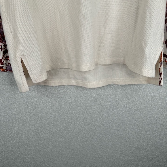 Anthropologie Cream Thermal Boho Floral Festival Flowy Oversized Top Size Small - Picture 3 of 7